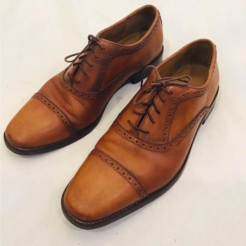 Cole Haan Men's Tan Leather Cap-Toe Oxfords
